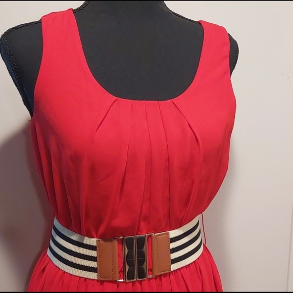 BCX sleeveless red belted chiffon dress  Size XL - Picture 3 of 7
